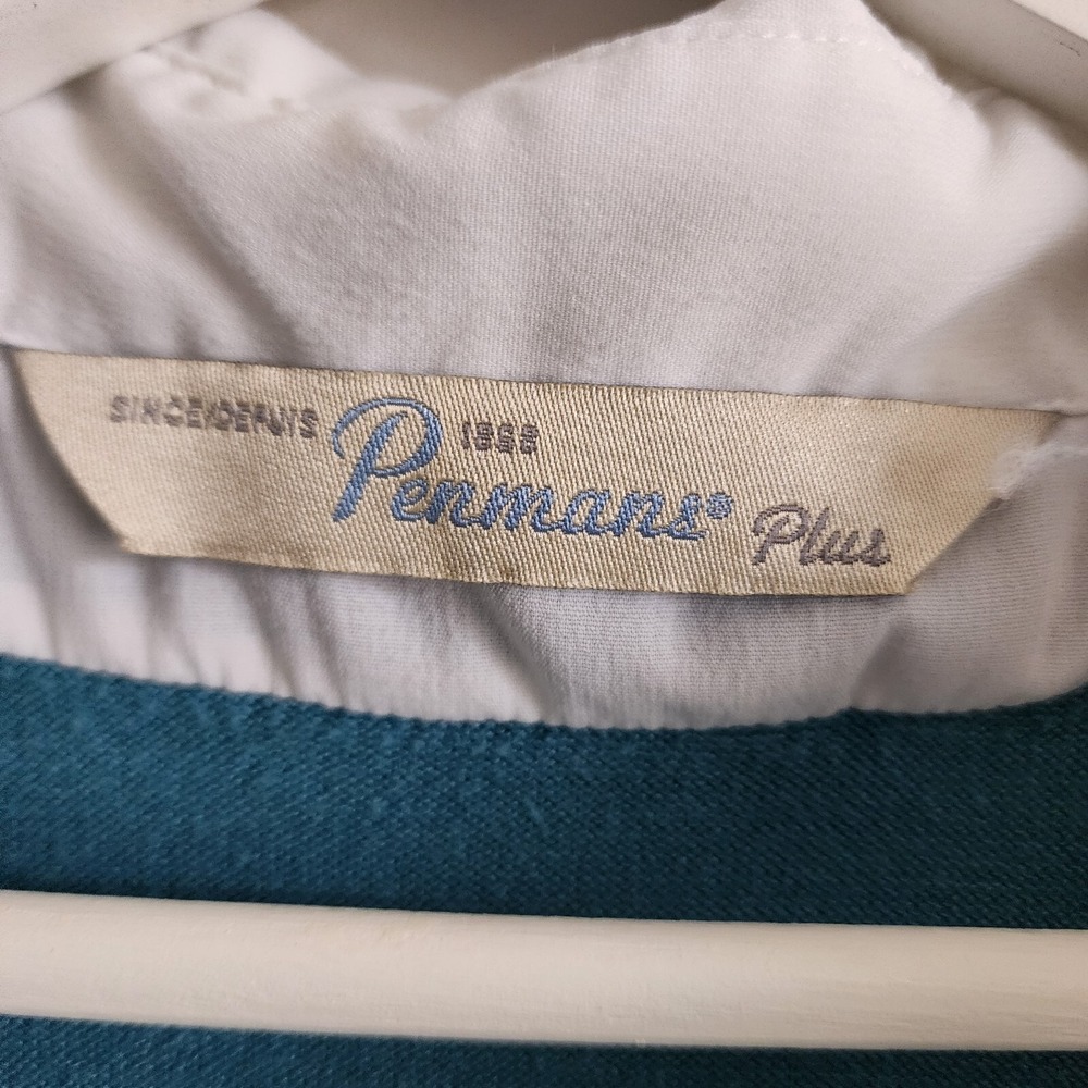 VTG PENMANS Shirt Sweater Womens Plus Size 2X White Collar Attached Blue Polo - Picture 3 of 16